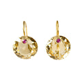 Round Gem Earrings- Citrine/Pink Tourmaline