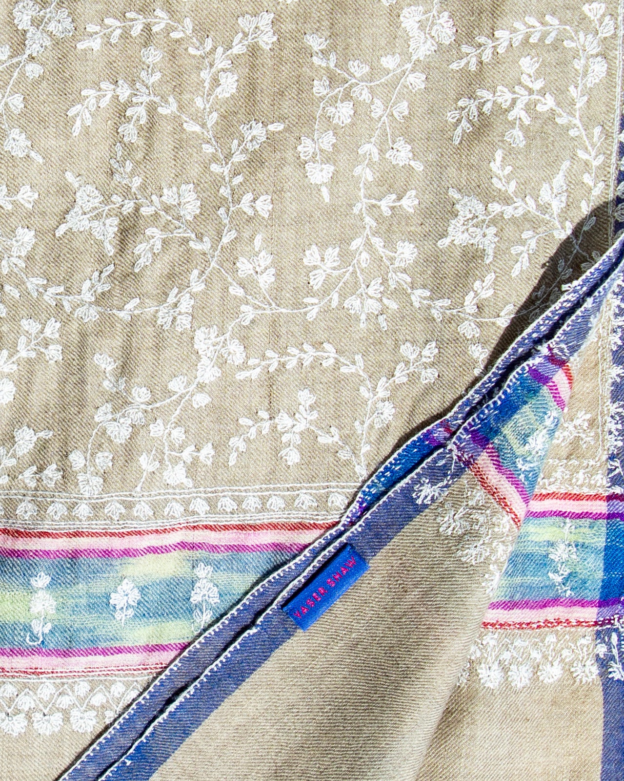 Ivory Lt. Blue Mini Flower Shawl